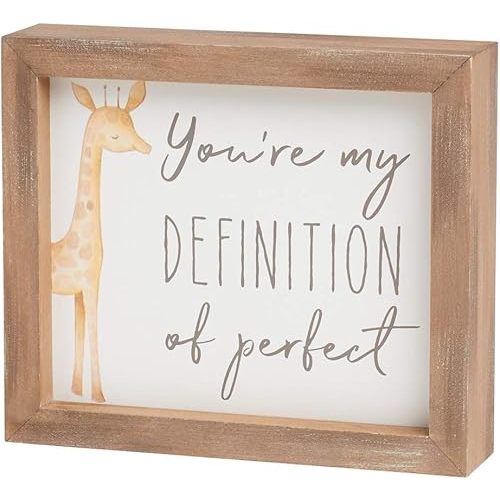 Wood Framed Box Sign for Kids Decor Baby Room Child's Decoration (Giraffe Perfect) Medium
