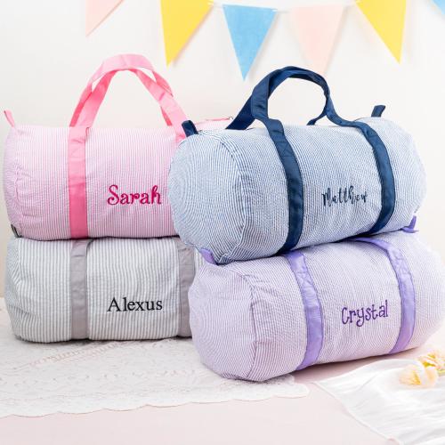 Seersucker Baby Duffel Bag: Personalized Children's Weekender, Kids Toddler Monogram Travel Bag