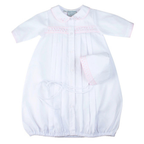 Girls Dot Embroidered Take Me Home Gown with Hat | Feltman Brothers