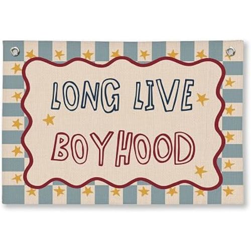 Long Live Boyhood Banner Boys Bedroom Wall Art Decor