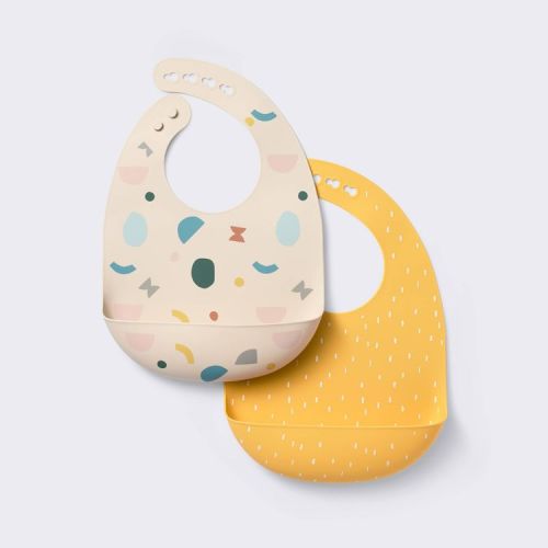 Silicone Bibs - 2pk - Shapes/Yellow - Cloud Island™