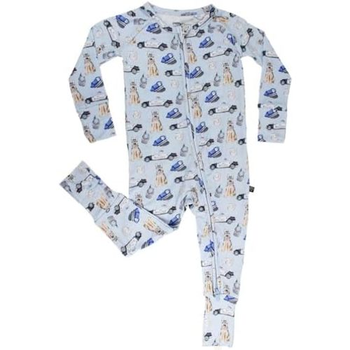Jumper Poppy Blue Baby Boys Romper 2-Way Zipper Soft Viscose From Bamboo Long Sleeve Machine Washable Stretchy
