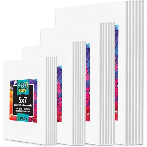24-Pack 𝗣𝗥𝗘𝗠𝗜𝗨𝗠 Canvas for Painting, 6 of 5x7, 8x10, 9x12,11x14 Painting Canvas Boards, Art Supplies for Adults & Kids - 100% Cotton Primed Canvases for Painting Acrylic, Oil, Watercolor
