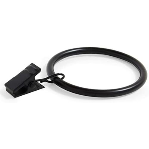 Ivilon Curtain Rings - Set of 14 Decorative Drapery Clip with Strong Clips 2" Diameter Color Black
