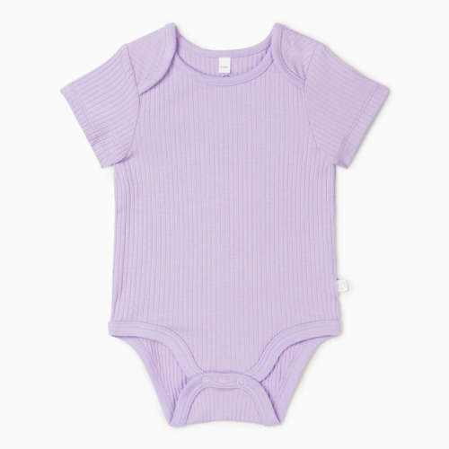 MORI US Lilac Ribbed Short Sleeve Bodysuit - Shop