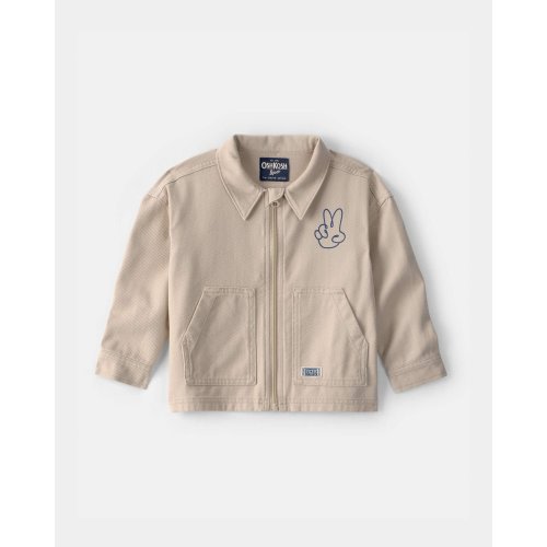 Toddler Boy 'One of a Kind' Peace Sign Zip-Up Jacket - Khaki - OshKosh B'gosh | Carter's