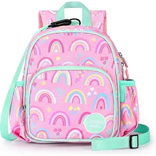 mibasies Backpack Leash for Toddlers 1-3: Baby Backpack for Girls with Anti-Lost Harness - Rainbow Pink