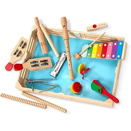 Melissa & Doug Deluxe Band Set with Wooden Musical Instruments & Storage Case