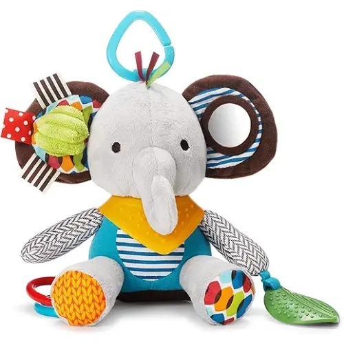 Skip Hop Bandana Buddies Baby Activity and Teething Toy with Multi-Sensory Rattle and Textures, Elephant
