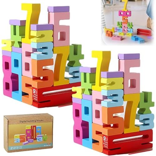 Montessori-Inspired Wooden Number Blocks – Unlock Your Child’S Potential, Wooden Number Building Blocks for 3+ Years Old Kids 1-10 Number Game Balance Competition Toy (2pcs)