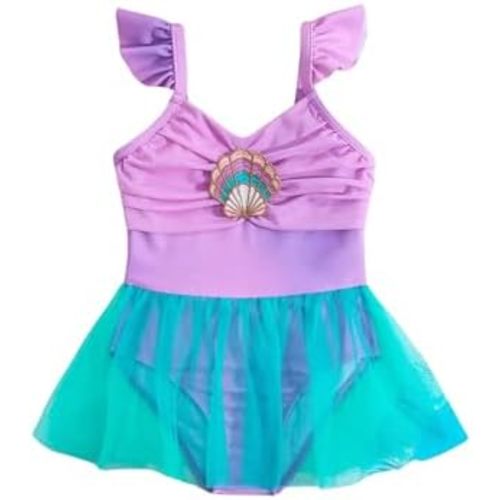 WDIRARA Toddler Girl's One Piece Swimsuit Ruffle Ruched Sleeveless Bathing Suit with Mesh Skirt