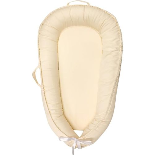GFU Baby Lounger for Newborn, Soft Breathable Cotton Baby Nests Lounger, Portable and Washable Infant Nest Cover, Beige