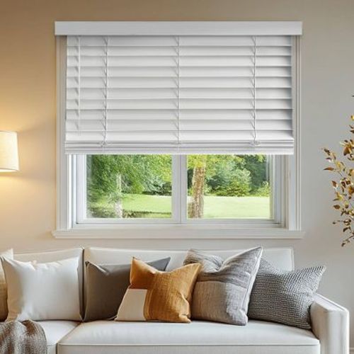 47"x36" Chicology Light Filtering Faux Wood Blind Basic White