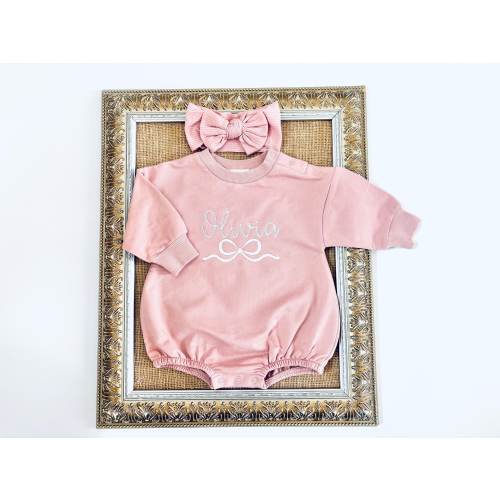 Personalized Baby Girl Romper: Embroidered Organic Cotton Sweatshirt