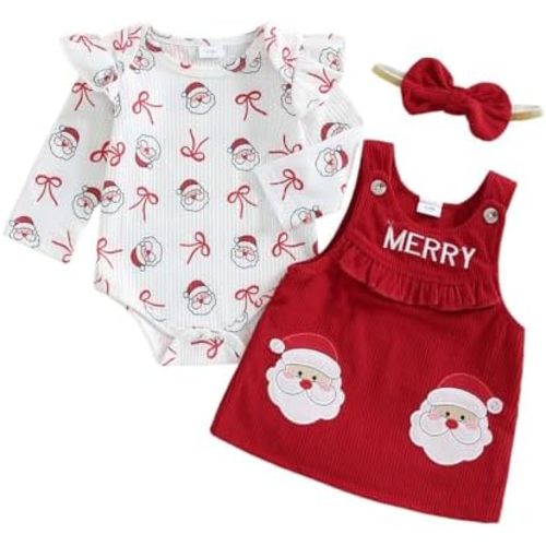 Ropa de Navidad para bebé niña, trajes de otoño e invierno, mameluco de manga larga, vestido de falda en general, lindo traje para recién nacido