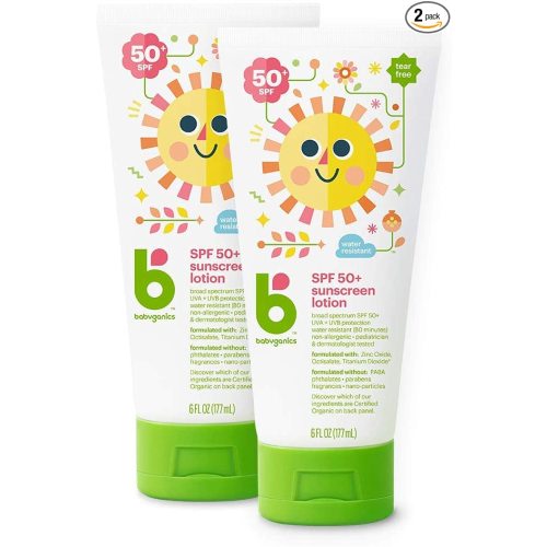 Babyganics SPF 50 Baby Sunscreen Lotion UVA UVB Protection | Water Resistant |Non Allergenic, 2 Pack (6 Ounce)