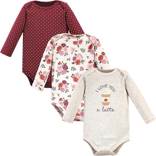 Hudson Baby Baby Girls' Cotton Long-sleeve Bodysuits 3-pack