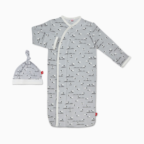 Modal Magnetic Gown & Hat Set - Pastel Grey Baa Baa Baby