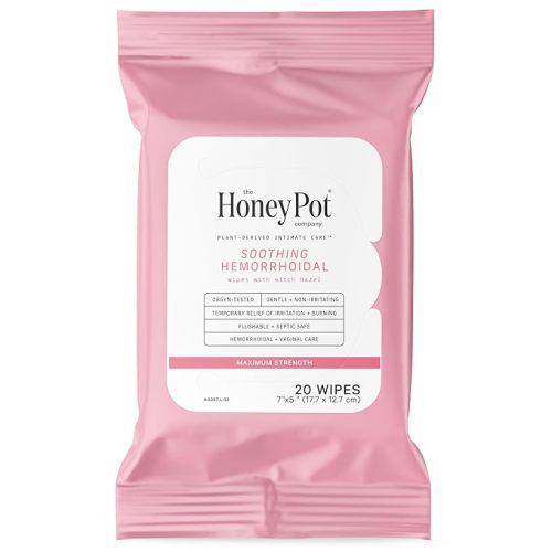 The Honey Pot Company - Soothing Witch Hazel Feminine & Hemorrhoid Wipes - Postpartum Essentials - Pregnancy Must Haves - Ph Balanced - Flushable Hemorrhoid Treatment - Fill Post Partum Kit - 20ct