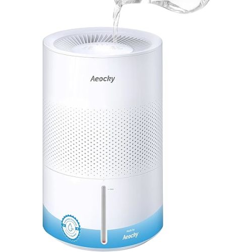 No White Dust Evaporative Tech, AEOCKY Mist-Free Humidifier for Baby, 4.5L with Humidistat, Dry Filter & Self-Clean Mode, Timer, Sleep, Auto Mode for Bedroom, Home, Nursery