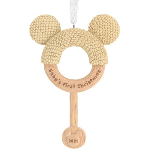 Hallmark Disney Mickey Mouse Baby's First Christmas Rattle Christmas Ornament, Gifts for Disney Fans