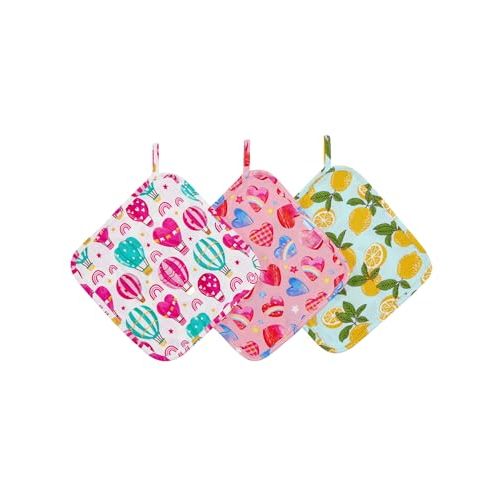 3 Pack Baby Pacifier Blanket Super Soft and Breathable Snuggler Lovey Security Bamboo Viscose Blanket 9.5" X 9.5" Dreamy Love/Lemon/Hot Air Balloon One Size