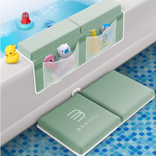 Benicci Comfortable Bath Kneeler and Elbow Kneeling Rest Pad for Baby Bathing Parents - Painless Foam Mat with Toy Organizer Pockets - Quick Drying, Foldable, Non-Slip for Baby and Toddler Bathing