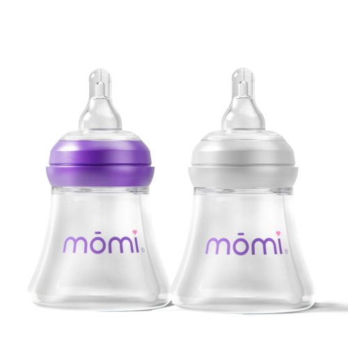 mōmi breast-like bottle, 5oz glass, purple or gray