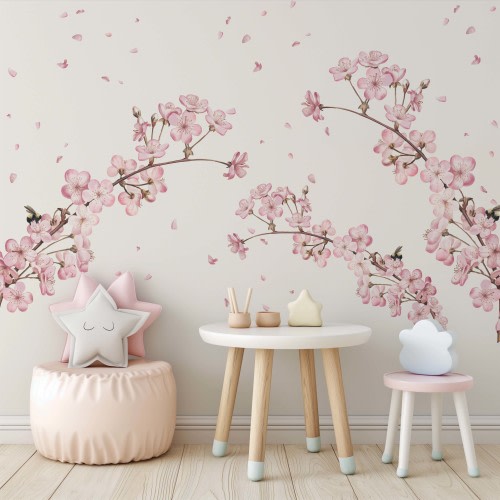 Pink Sakura — Watercolor Nursery Wall Decal
