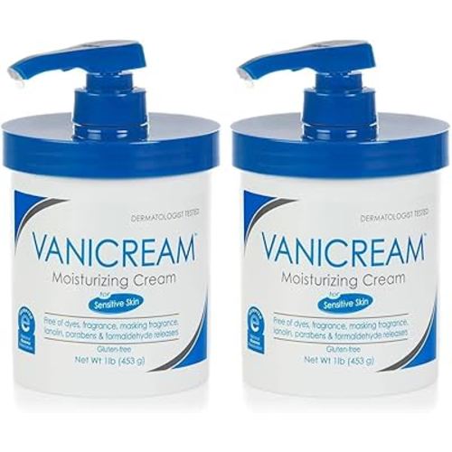 Vanicream Moisturizing Skin Cream with Pump Dispenser - 16 fl oz (1 lb) - Moisturizer Formulated Without Common Irritants for Those with Sensitive Skin (Pack of 2)