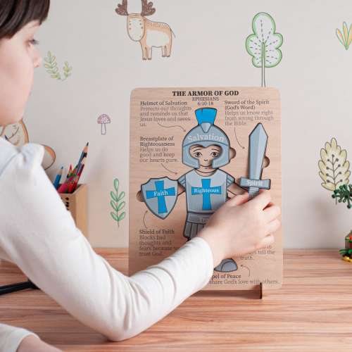 Toddler Gifts Armor of God Wooden Puzzle Christian Montessori Toy for Kids Early Learning Bible Study Gift 10 Commandments Christian Puzzles