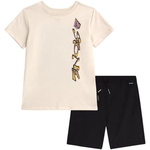 Volcom Toddler Boy Shorts Set - 2 Piece Short Sleeve Graphic Tees and Tech Stretch Shorts for Boys - Toddler Summer Clothes