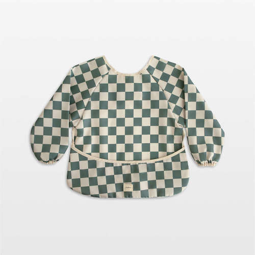 Mushie Olive Check Long Sleeve Bib