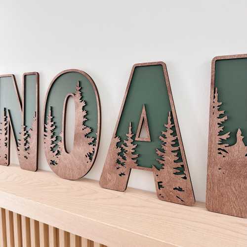 Woodland Nursery Decor, Forest Nursery Letters, Wood Tree Woodland Wall Decor, Personalized Alphabet Letters - US TARIFF-FREE!