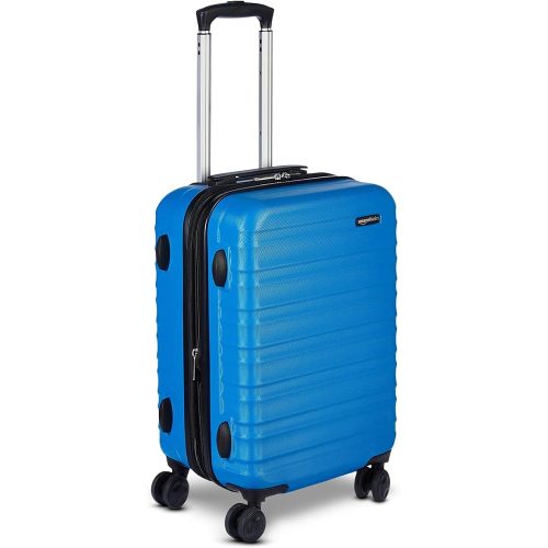 Amazon Basics 21" Hardside Carry-On Luggage with Expandable Space, Scratch-Resistant Surface, Telescoping Handle, Four Multi-directional Wheels, Light Blue