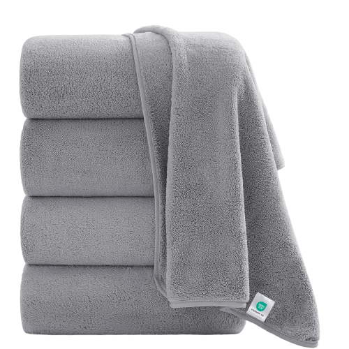Jessy Home 4 Pack Oversized Bath Sheet Towels 700 GSM Ultra Soft Light Gray Bath Towel Set