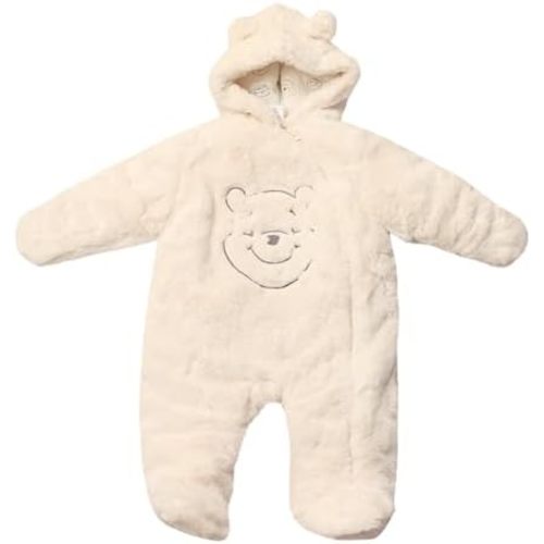 Magic Threadz Disney Clothes Baby Boys Hooded Pram Suit – Fleece Footed Coverall with Ears, Winnie the Pooh Outfit (0–6/9M)