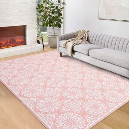 Machine Washable Modern Bedroom Area Rug Floral Large Area Rug Non Slip Throw Ultra Thin Stain Resistant Carpet for Living Room