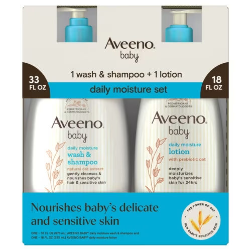Aveeno Baby Wash & Shampoo, 33 fl oz + Lotion, 18 fl oz | Costco