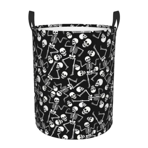 Funny Skull Laundry Basket Foldable Oxford Cloth Tote Bag Laundry Hamper Clothes Storage Bucket Organizer For Bathroom/Laundry Storage/Bedroom 19.6x15.7 Inch