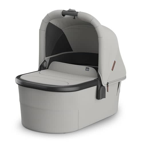 UPPAbaby Bassinet V3 - Compatible with Vista, Cruz, Ridge Strollers - Overnight Sleep Solution - Mattress, Sheet and Bug Shield Included - Savannah (Pearl Gray Jacquard/Carbon Frame)