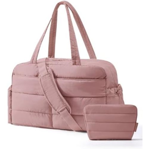 BAGSMART Gym Bag for Women with Toiletry Pouch, Lightweight Weekender Bags for Women with Wet Pocket, 31L Travel Duffle Carry On Bag, Weekender Overnight Bag for Travel,Water Resistant,Dark Pink