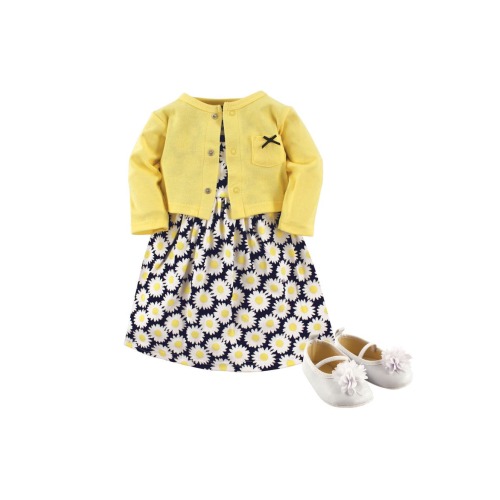 Cotton Dress, Cardigan and Shoe Set