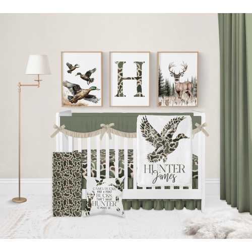 Duck Hunting Crib Set, Camo Nursery Bedding, Baby Boy Blanket, Deer Crib Sheets, Personalized Hunting Decor, Mallard Duck Baby Bedding Sets