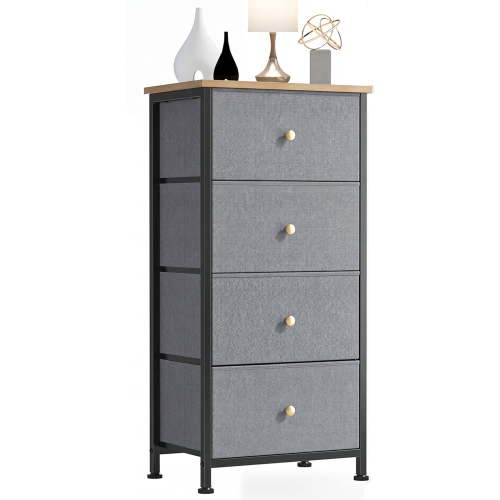 edx 4 Drawer Fabric Dresser for Bedroom, Tall Chest of Drawer Organizer Storage Cabinet for Closet, Entryway,Blue