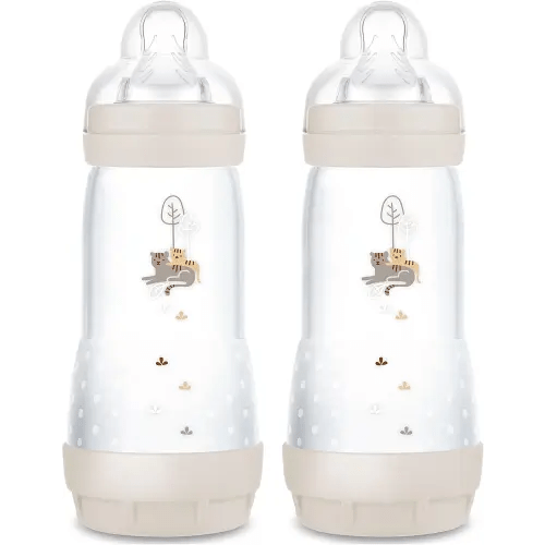 MAM 11oz Easy Start Anti-Colic Baby Bottles, Fast Flow, Breastfeeding-Like Silicone Nipple, Reduces Colic, Gas, & Reflux, Easy-to-Clean, BPA-Free, 4 Plus Months