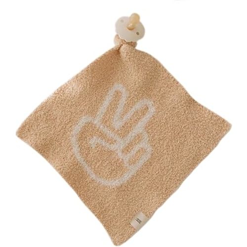 Forever French Baby | Lovey | Pacifier Holder | Lovey Gifts | Boy & Girl | Ideal for Age 0 Months & Up | Microfiber Feather Yarn (Peace Sign)