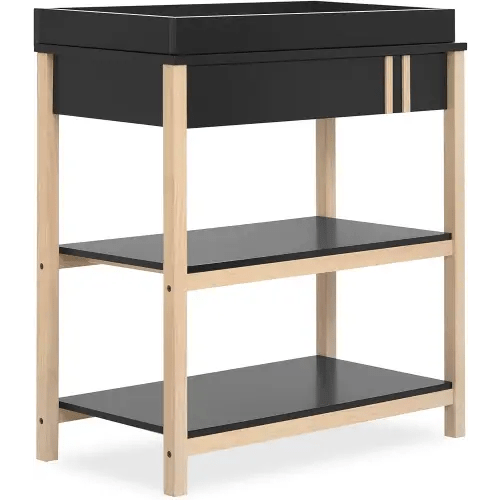Dream On Me Soho Changing Table In Matte Black Vintage, Crafted with Sustainable New Zealand Pinewood