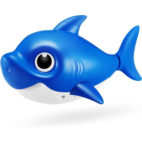 Robo Alive Junior Baby Shark New Silicon Fins Version Singing and Swimming Daddy Shark (Blue) by ZURU