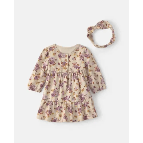 Baby Girl 2-Piece Floral Twill Long-Sleeve Dress - Cream - OshKosh B'gosh | Carter's